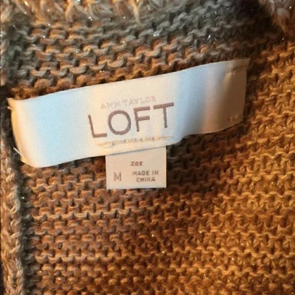 Ann Taylor Loft “Zoe” Brown Shimmer Top Size M - Picture 4 of 5